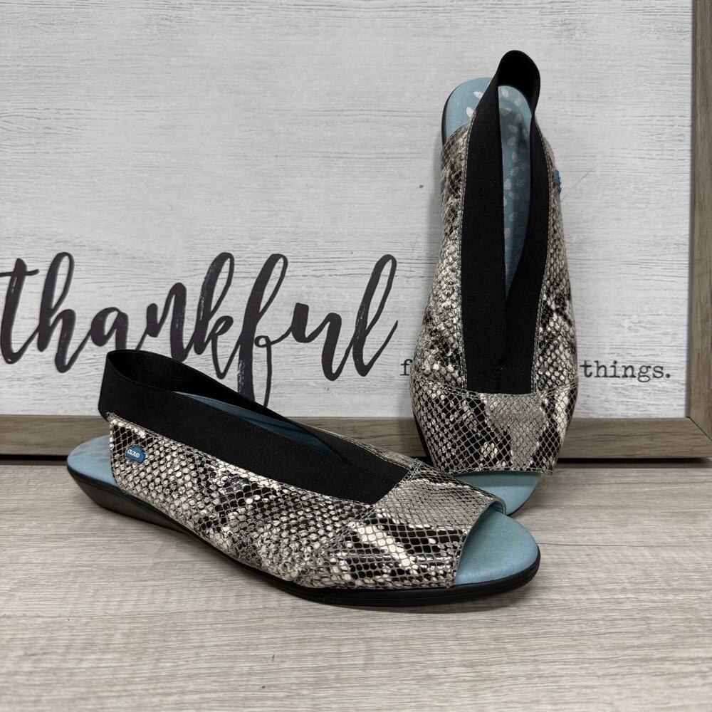 Cloud Caliber Slingback Flats Comfort Travel Open Toe Snake Print EU 40 US 9